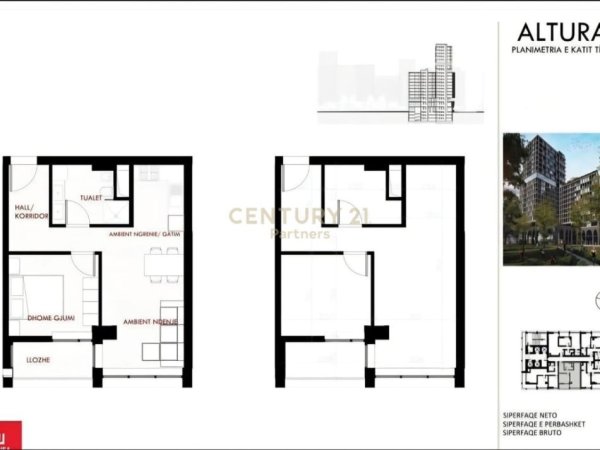Tirane, shes apartament 1+1+Ballkon Kati 13, 78 m² 226.000 € (ALTURA TRADE CENTER)