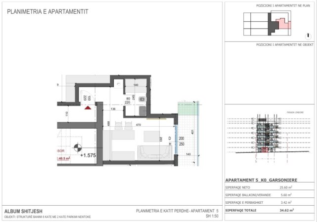Sarande, shitet garsonier 1+1 Kati 0, 35 m² 