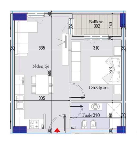 Tirane, shitet apartament 1+1+BLK Kati 6, 59 m² 53.460 Euro (Kthesa e Kamzes)