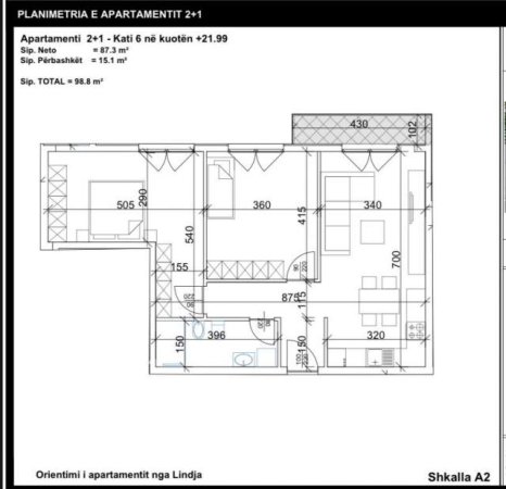 Tirane, shitet apartament 2+1+BLK Kati 6, 89 m² 104.000 Euro (rruga e durrsit)