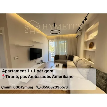Tirane, jepet me qera apartament 1+1 Kati 5, 65 m² 600 € (Ambasada Amerikane)