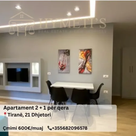 Tirane, jepet me qera apartament 2+1 Kati 1, 600 € (21 Dhjetori)