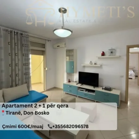 Tirane, jepet me qera apartament 2+1 Kati 7, 110 m² 600 € (Don Bosko)