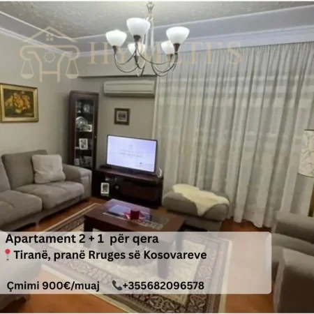 Tirane, jepet me qera apartament 2+1 Kati 3, 112 m² 900 € (Rruga e Kosovarëve)
