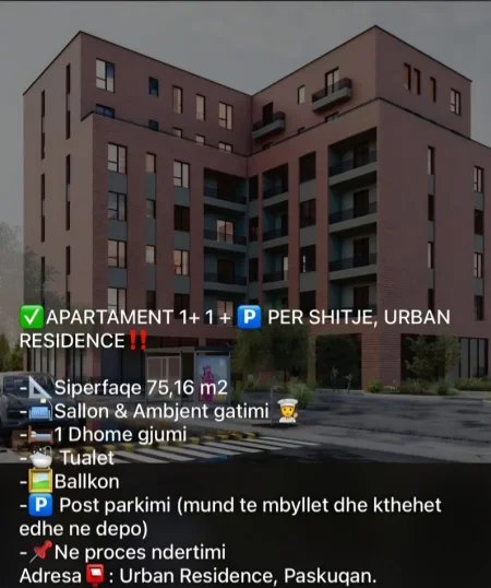 Tirane, shitet apartament 1+1+Ballkon Kati 2, 75 m²