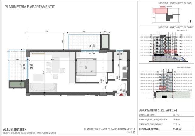 Sarande, shitet apartament 1+1 , 75 m² 156.830 € 