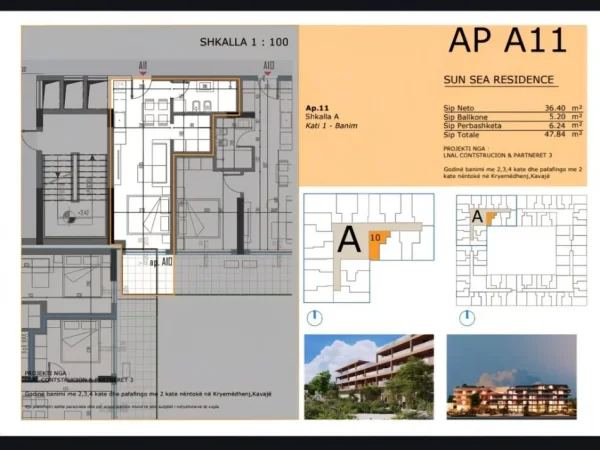 Golem, shitet garsonier 1+1+Ballkon Kati 2, 48 m² 55.200 € 