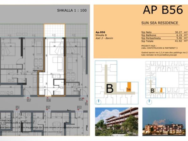 Golem, shitet garsonier 1+1+Ballkon Kati 3, 42 m² 48.208 € 
