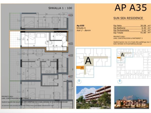 Golem, shitet garsonier 1+1 Kati 2, 42 m² 48.070 € 