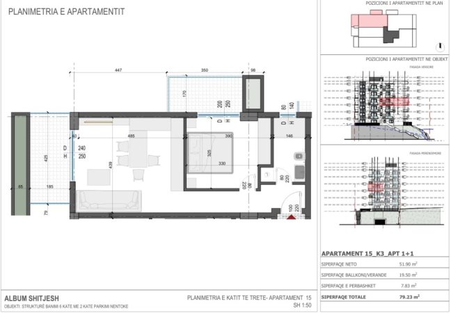 Sarande, shitet apartament 1+1 Kati 3, 79 m² 182.230 € 