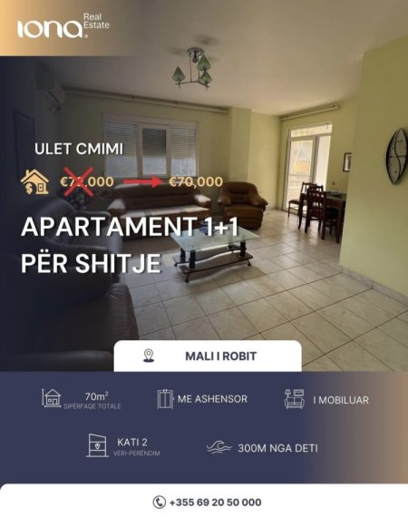 Mali Robit, shitet apartament 1+1 Kati 2, 70 m² 70.000 € 