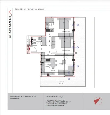 Tirane, shitet apartament 2+1+2 Kati 2, 103 m² 166.000 € (Ali Demi)