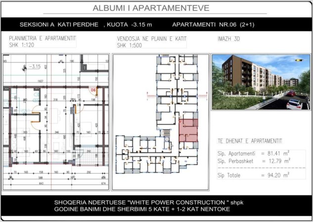 Tirane, shitet apartament 2+1+Ballkon Kati 1, 94 m² 86.600 € (Paskuqan, Shkolla &quot;Lidhja e Prizerenit&quot;)