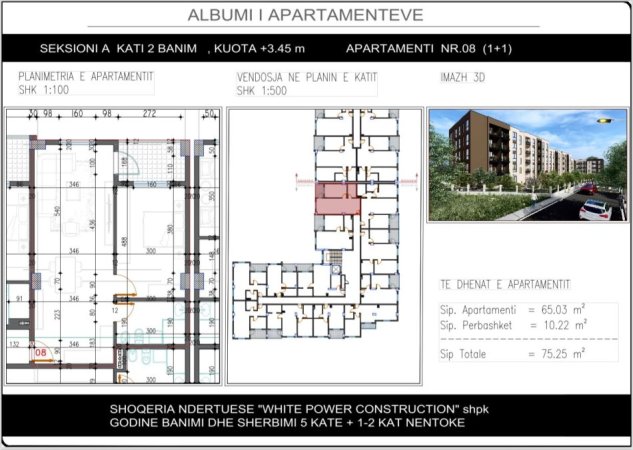 Tirane, shitet apartament 1+1+Ballkon Kati 2, 75 m² 69.200 € (Paskuqan, Shkolla &quot;Lidhja e Prizerenit&quot;)