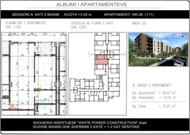 Tirane, shitet apartament 1+1+Ballkon Kati 2, 75 m² 69.200 € (Paskuqan, Shkolla "Lidhja e Prizerenit")