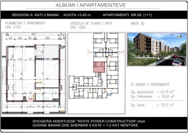 Tirane, shitet apartament 1+1+Ballkon Kati 2, 74 m² 67.800 € (Paskuqan, Shkolla &quot;Lidhja e Prizerenit&quot;)