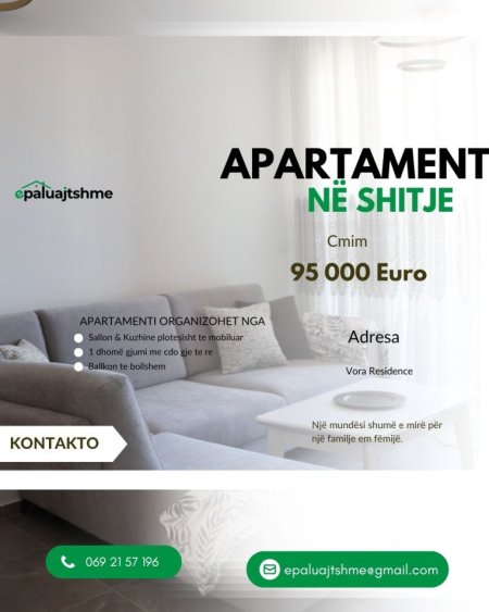 Tirane, shes 1+1+Ballkon Kati 6, 79 m² 95.000 €