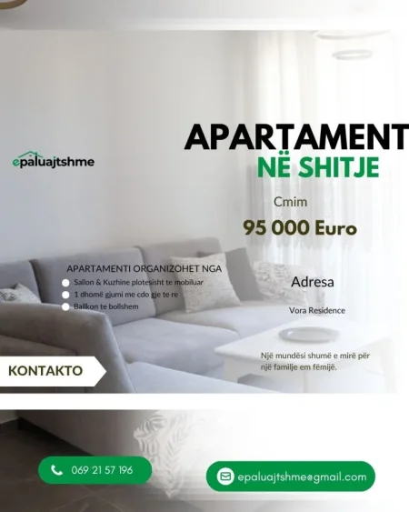 Tirane, shes 1+1+Ballkon Kati 6, 79 m² 95.000 €