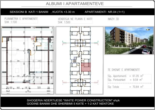 Tirane, shitet apartament 1+1+Ballkon Kati 1, 71 m² 67.100 € (Paskuqan, Shkolla "Lidhja e Prizerenit")