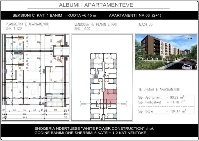 Tirane, shitet apartament 2+1+Ballkon Kati 1, 105 m² 104.500 € (Paskuqan, Shkolla &quot;Lidhja e Prizerenit&quot;)