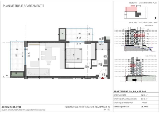 Sarande, shitet apartament 1+1 Kati 4, 76 m² 189.470 € 