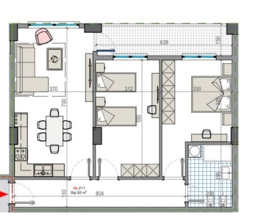 Tirane, shitet apartament 2+1+BLK Kati 1, 104 m² 57.200 Euro (Kamez)