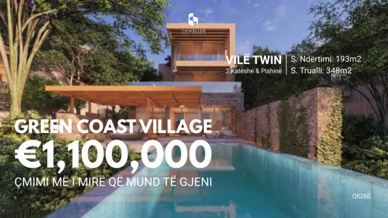 🌊SHITET : VILË TWIN GREEN COAST II 📍193m² Ndërtim & 348m² Truall + Pishinë 🏝 Fiks te Salt/ Ultra Pamje nga Deti 🌅