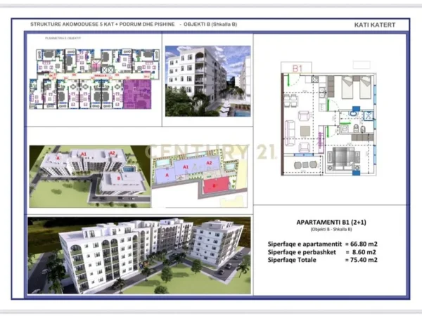 Golem, shitet apartament 2+1 Kati 4, 75 m² 90.480 € 