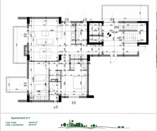 Tirane, shitet apartament 2+1 Kati 2, 140 m² 290.000 € (Mjull Bathore, Rezidenca Tulipan)