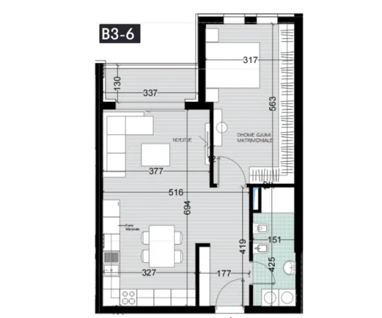 Tirane, shes apartament 1+1 Kati 3, 80 m² 72.000 € (rruga demokracia)