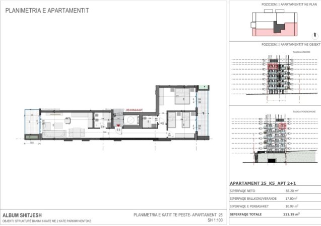 Sarande, shitet apartament 2+1 Kati 5, 111 m² 284.925 € 
