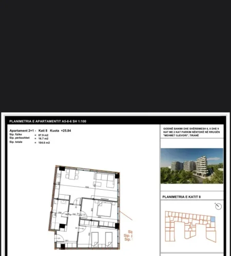 Tirane, shitet apartament 2+1+Aneks Kati 8, 104 m² 120.300 € (PASKUQAN)