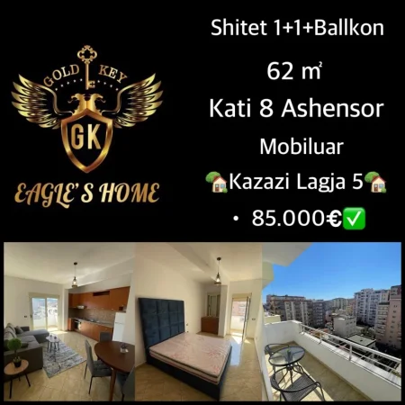 Durres, shes apartament 1+1+Ballkon Kati 8, 62 m² 65.000 € (SHITET Super Apartament • 1+1 + Ballkon 069 20 39 456 069 37 80 684 Kazazi ,Lagja 5 Durres)