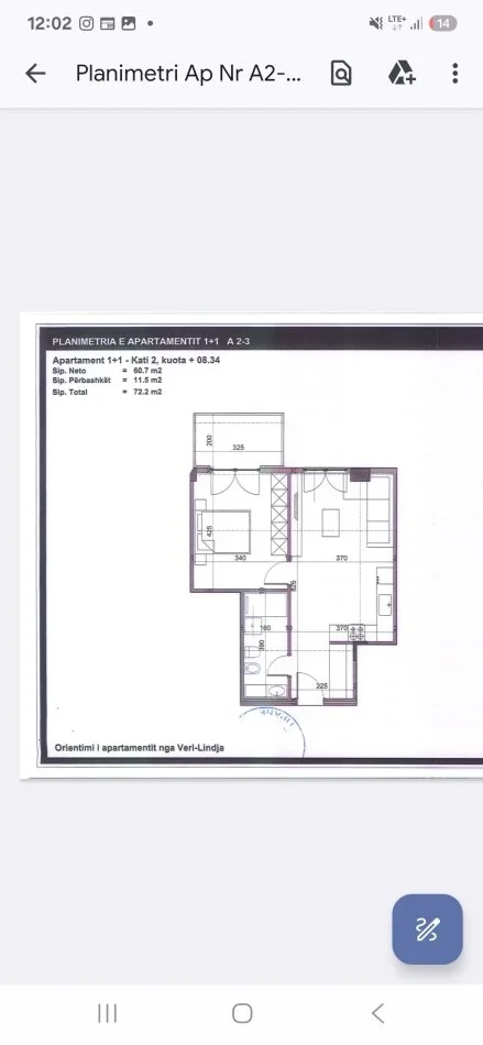 Tirane, shitet apartament 1+1+Ballkon Kati 2, 72 m² 107.000 € (Javer Malo)