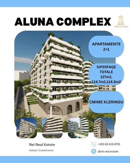 Tirane, shiten 3 apartamente 2+1, Cmim Kleringu, (Aluna Complex, Paskuqan)