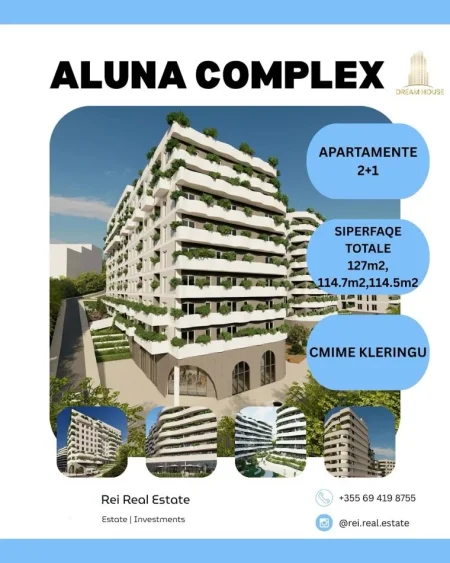 Tirane, shiten 3 apartamente 2+1, Cmim Kleringu, (Aluna Complex, Paskuqan)
