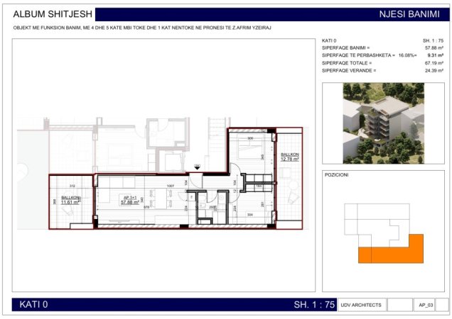 Sarande, shitet apartament 1+1 Kati 0, 67 m² 183.160 € (3rd Km Sarande - Butrint, Sarandë 9701, Albania)