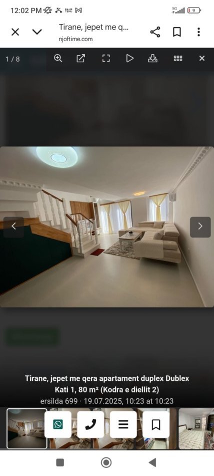 Tirane, jepet me qera apartament Dublex Kati 1, 100 m² 804 € (Kodra e diellit 2)