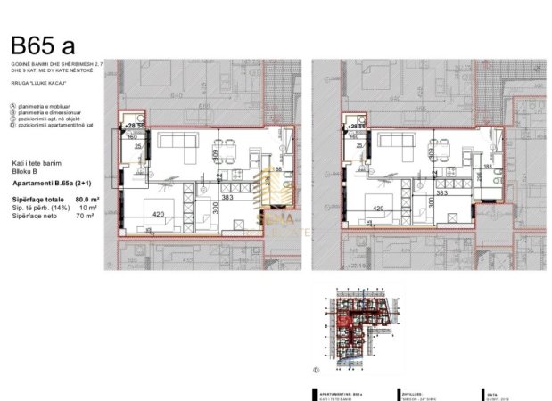 Tirane, shitet apartament 2+1+Ballkon Kati 8, 80 m² 128.000 € (Rruga e Dibres, pas spitalit Amerikan 2)