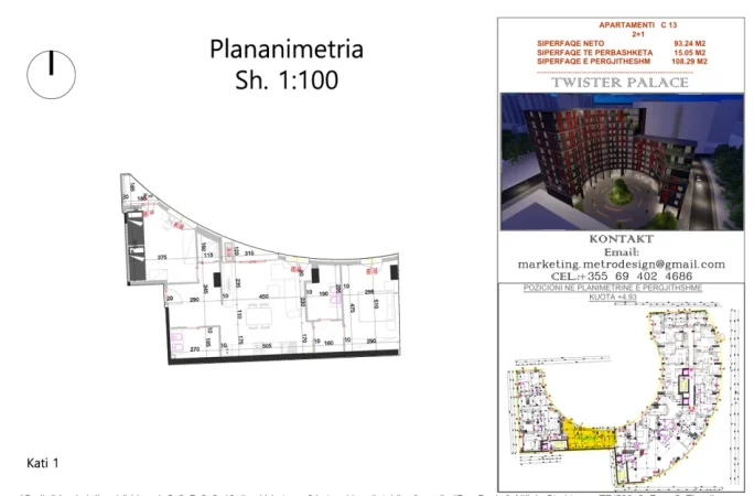 Tirane, shitet apartament 2+1 Kati 1, 108 m² 184.000 € (Prane shkolles 9 vjecare Vace Zela)