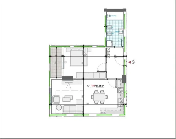 Tirane, shes apartament 1+1+Ballkon Kati 3, 75 m² 85.000 € (paskuqan)
