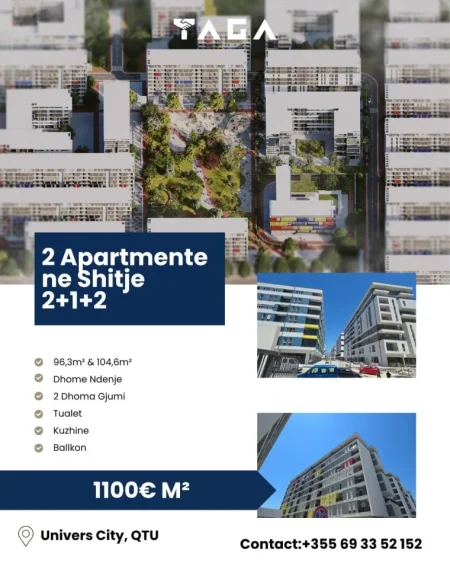 Tirane, shitet apartament 2+1+Ballkon Kati 6, 105 m² 110.000 € 
