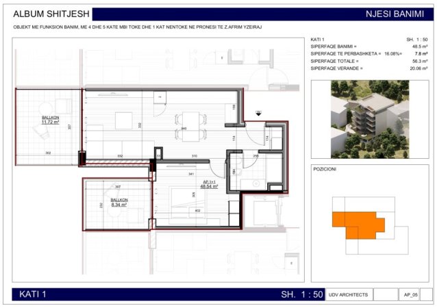 Sarande, shitet apartament 1+1 Kati 1, 56 m² 164.174 € (3rd Km Sarande - Butrint, Sarandë 9701, Albania)