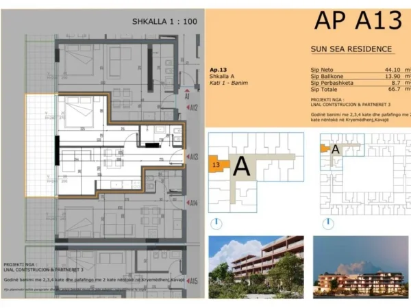 Golem, shitet apartament 1+1 Kati 1, 67 m² 80.040 € 