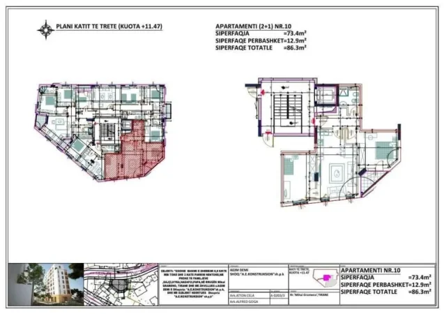 Tirane, shitet apartament 2+1+Aneks+Ballkon Kati 3, 89 m² 173.000 € 