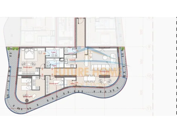 Tirane, shitet apartament 3+1+Ballkon Kati 8, 274 m² (Rezidenca Top Seven Tower)