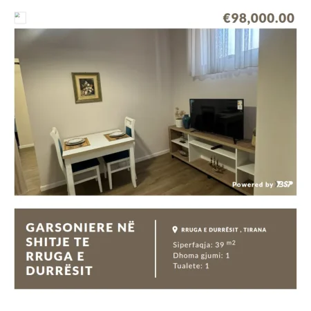 Tirane, shitet apartament 1+1 Kati 0, 40 m² 98.000 € 