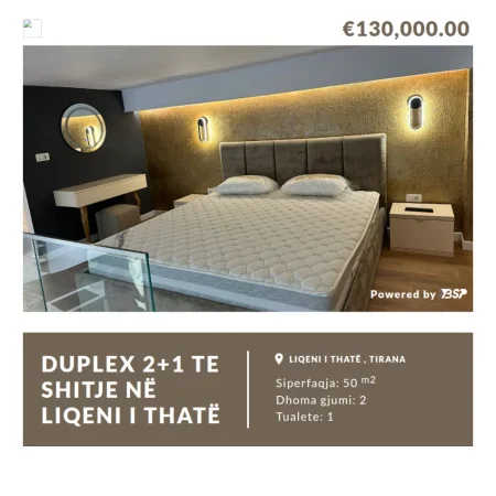 Tirane, shitet apartament duplex 2+1 Kati 0, 50 m² 130.000 € 