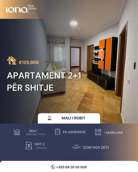 Golem, shitet apartament 2+1 Kati 2, 90 m² 125.000 € (120M Distanc nga Deti)