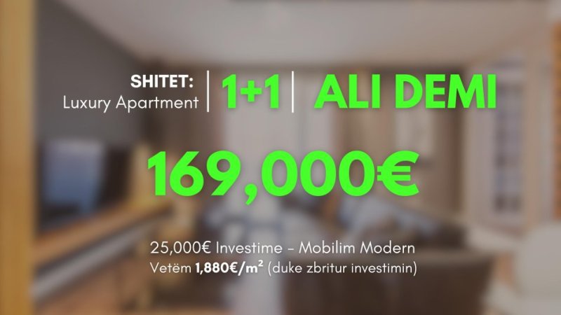 SHITET: Apartament LUKSOZ 1+1 –  75 m², 📍Ali Demi , Kompleksi VIND, ((169,000€))
